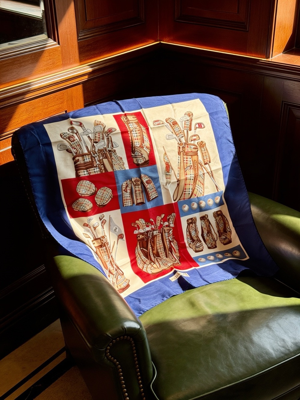 Vintage Burberry silk Golfer Motif Scarf - Picture 4 of 13